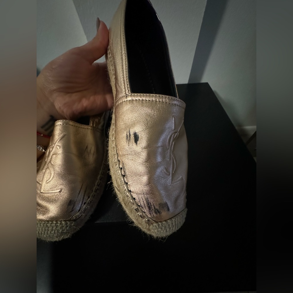Saint Laurent Logo Metallic espadrilles - Color Rose Metal Blush - Picture 2 of 9